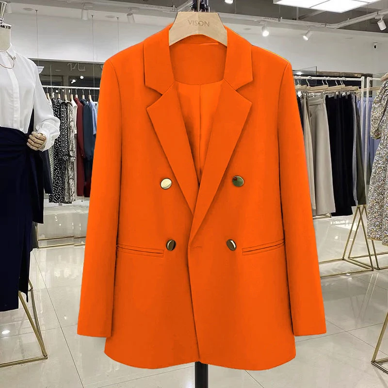 Damen Modischer Doppelreiher Blazer Drune