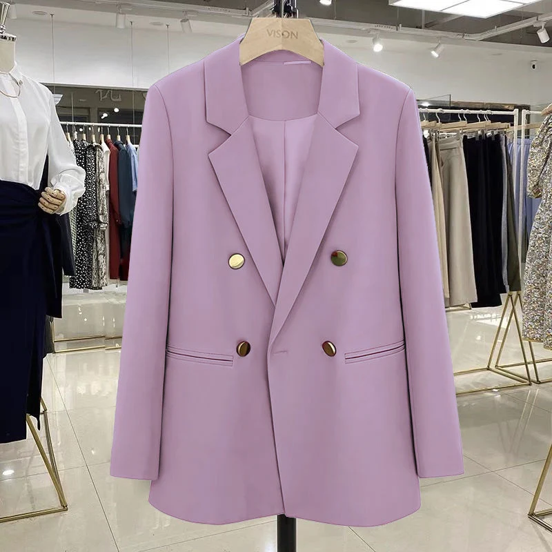 Damen Modischer Doppelreiher Blazer Drune