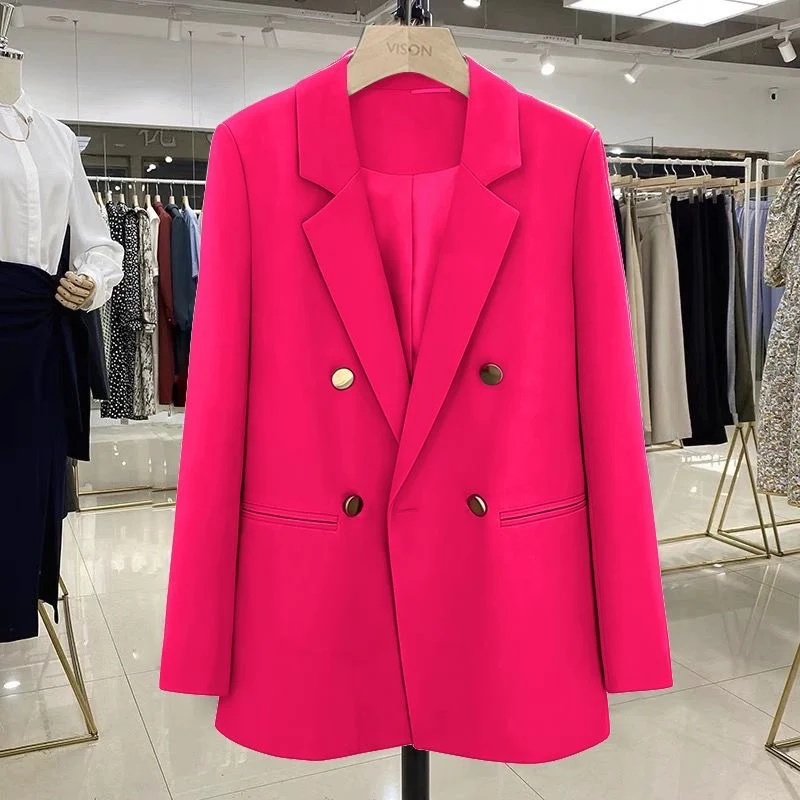 Damen Modischer Doppelreiher Blazer Drune