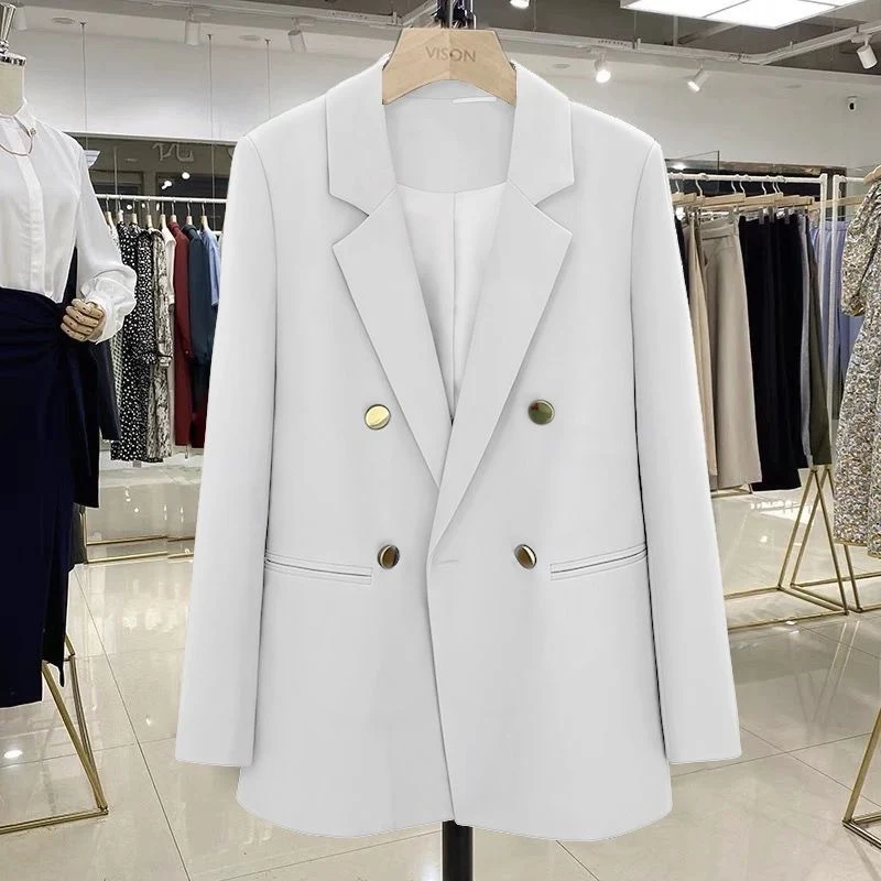 Damen Modischer Doppelreiher Blazer Drune