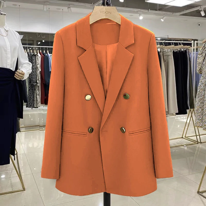 Damen Modischer Doppelreiher Blazer Drune