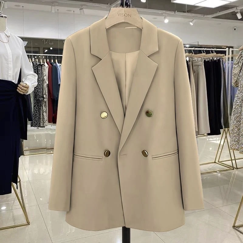 Damen Modischer Doppelreiher Blazer Drune