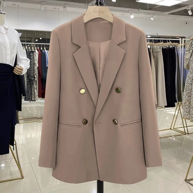 Damen Modischer Doppelreiher Blazer Drune