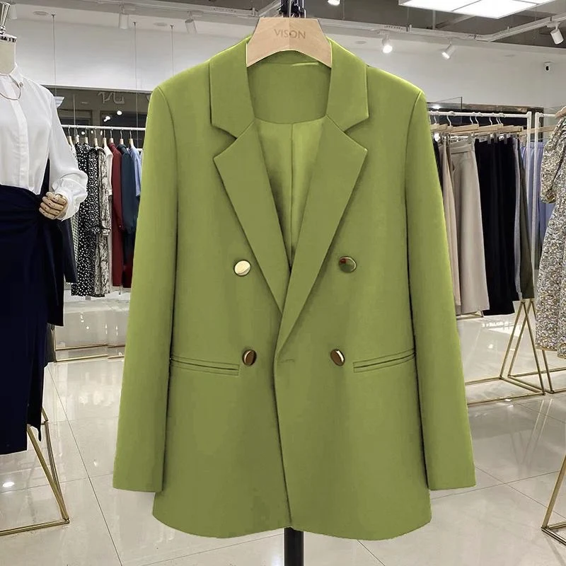 Damen Modischer Doppelreiher Blazer Drune
