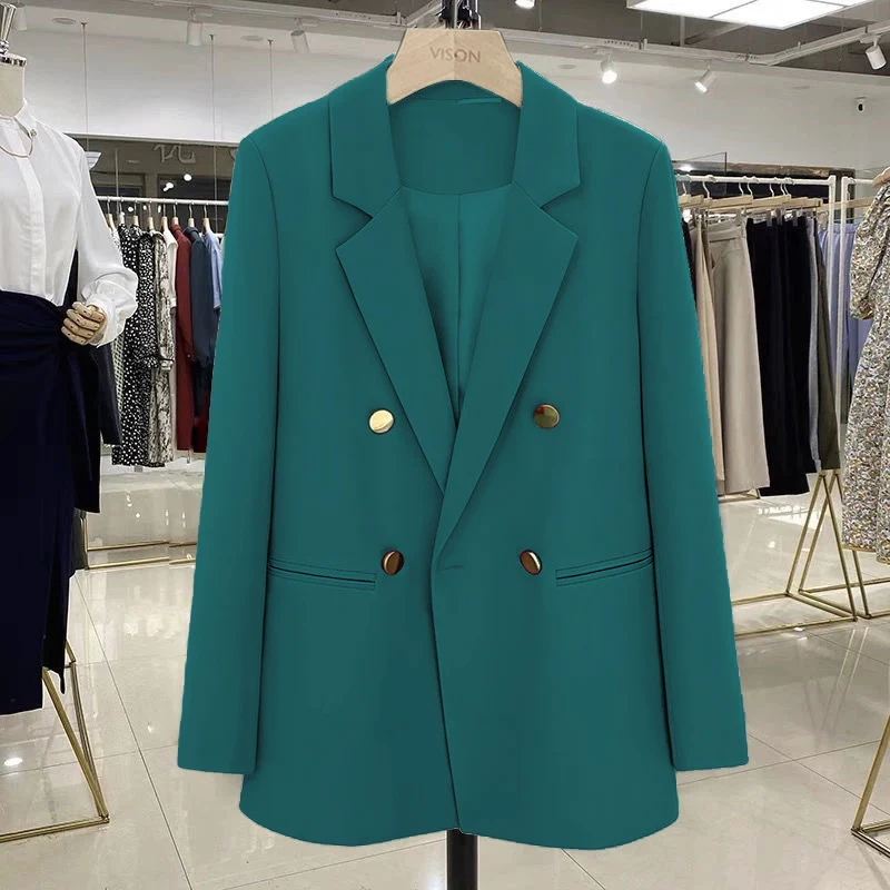 Damen Modischer Doppelreiher Blazer Drune