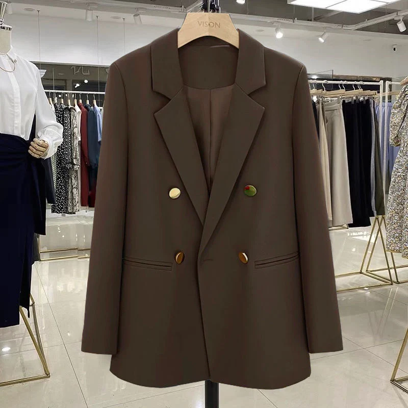 Damen Modischer Doppelreiher Blazer Drune