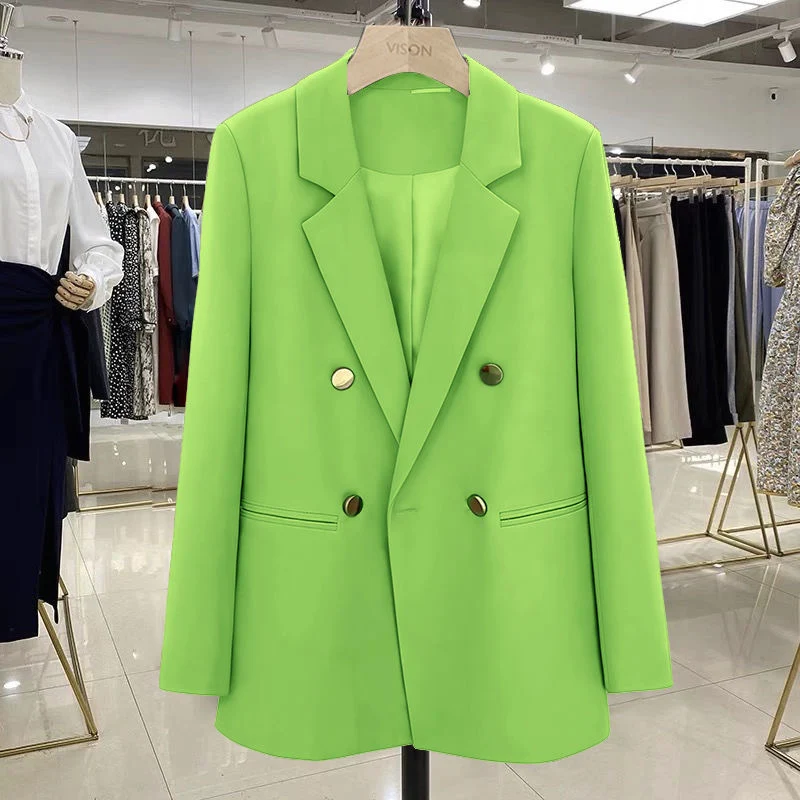 Damen Modischer Doppelreiher Blazer Drune