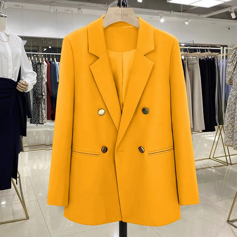 Damen Modischer Doppelreiher Blazer Drune