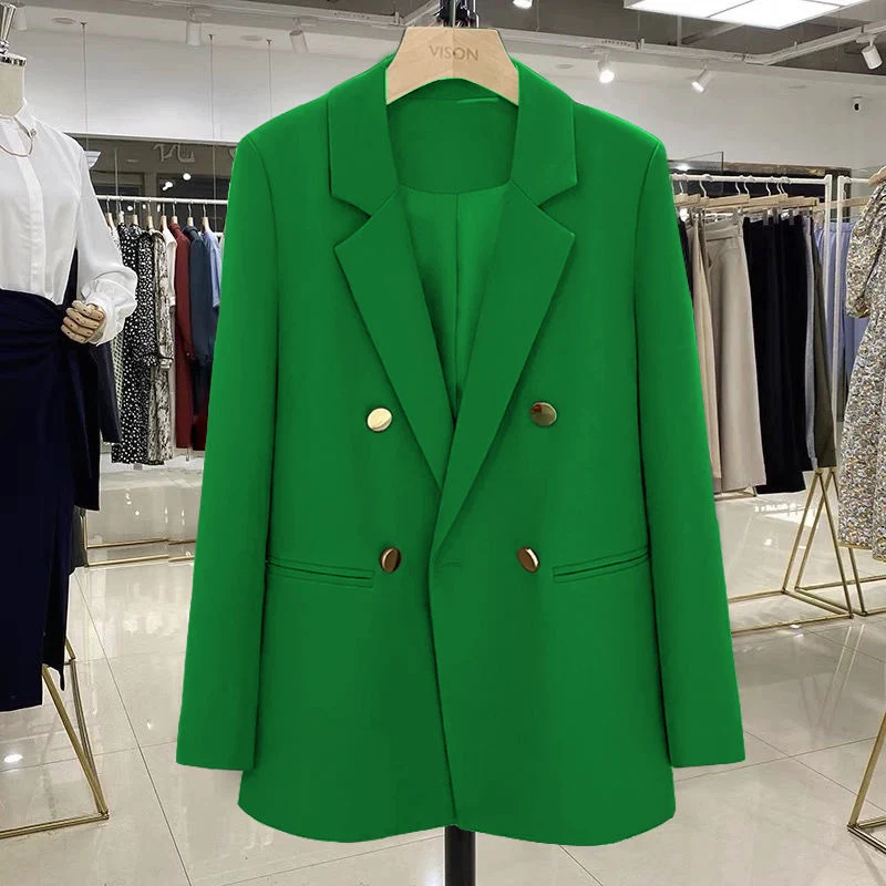 Damen Modischer Doppelreiher Blazer Drune