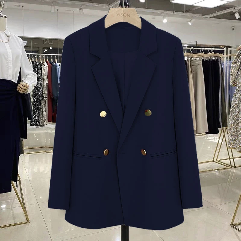 Damen Modischer Doppelreiher Blazer Drune