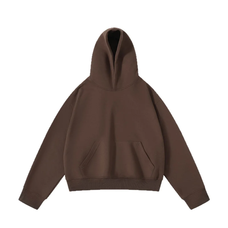 Unisex schwerer Oversize-Kapuzenpullover mit doppellagiger Kapuze Kängurutasche und breitem Rippbund Drune