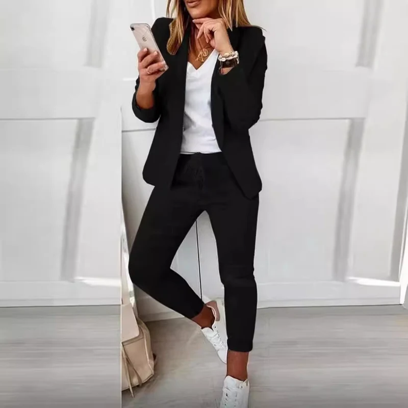Damen Elegantes Zweiteiliges Blazer-Jogginganzug Drune