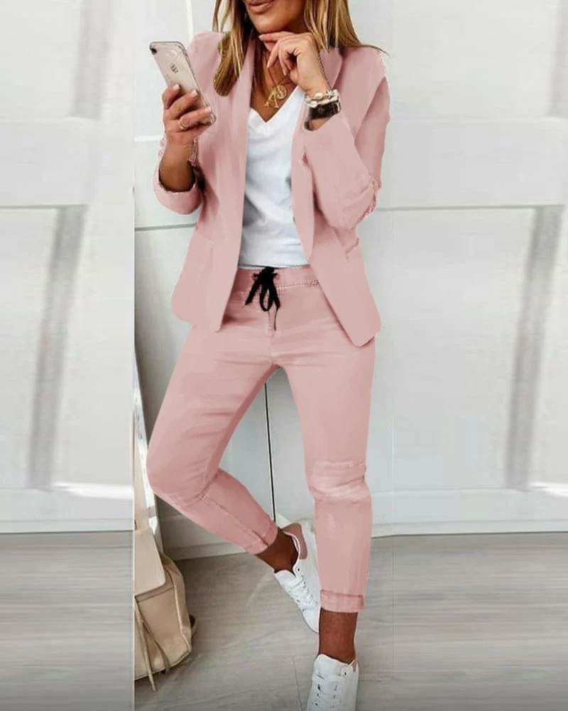 Damen Elegantes Zweiteiliges Blazer-Jogginganzug Drune