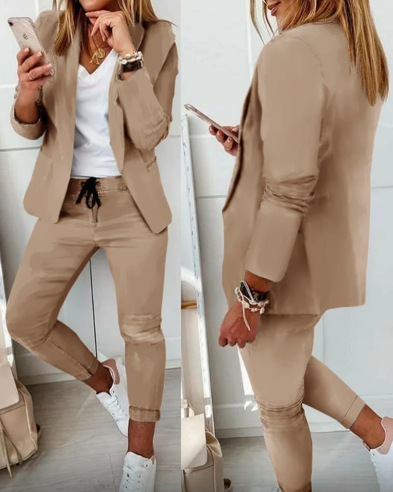 Damen Elegantes Zweiteiliges Blazer-Jogginganzug Drune