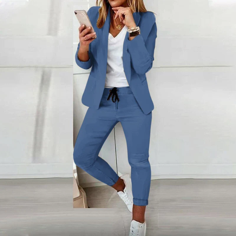 Damen Elegantes Zweiteiliges Blazer-Jogginganzug Drune
