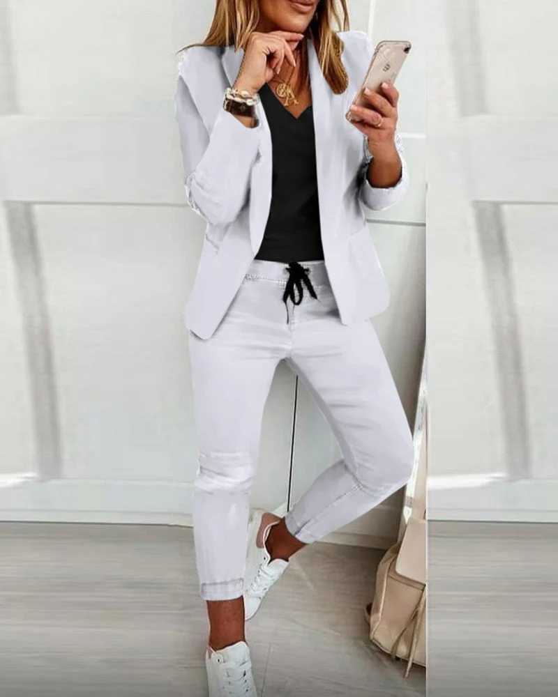 Damen Elegantes Zweiteiliges Blazer-Jogginganzug Drune