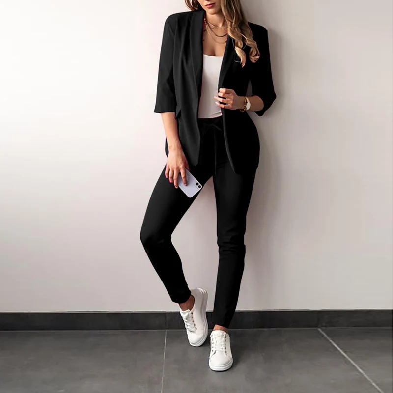 Damen Elegantes Zweiteiliges Blazer-Jogginganzug Drune