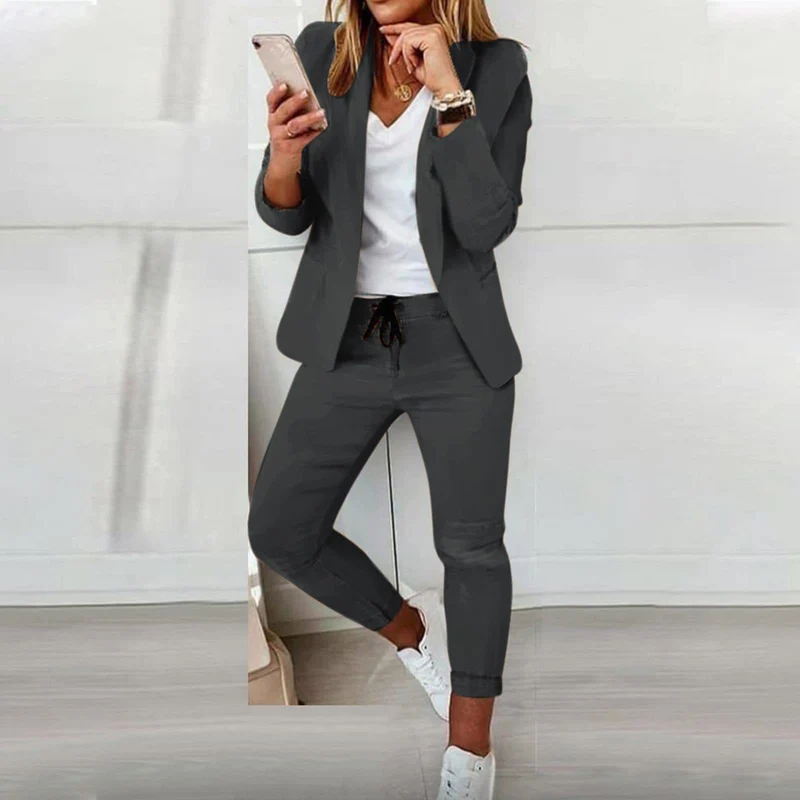 Damen Elegantes Zweiteiliges Blazer-Jogginganzug Drune