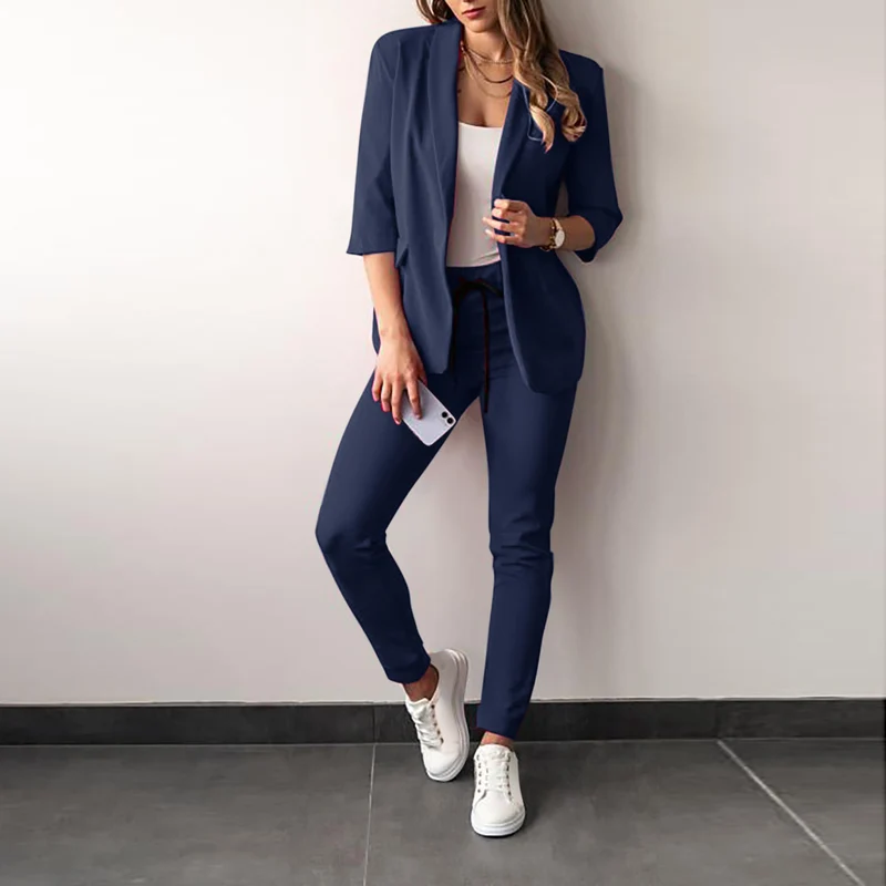 Damen Elegantes Zweiteiliges Blazer-Jogginganzug Drune