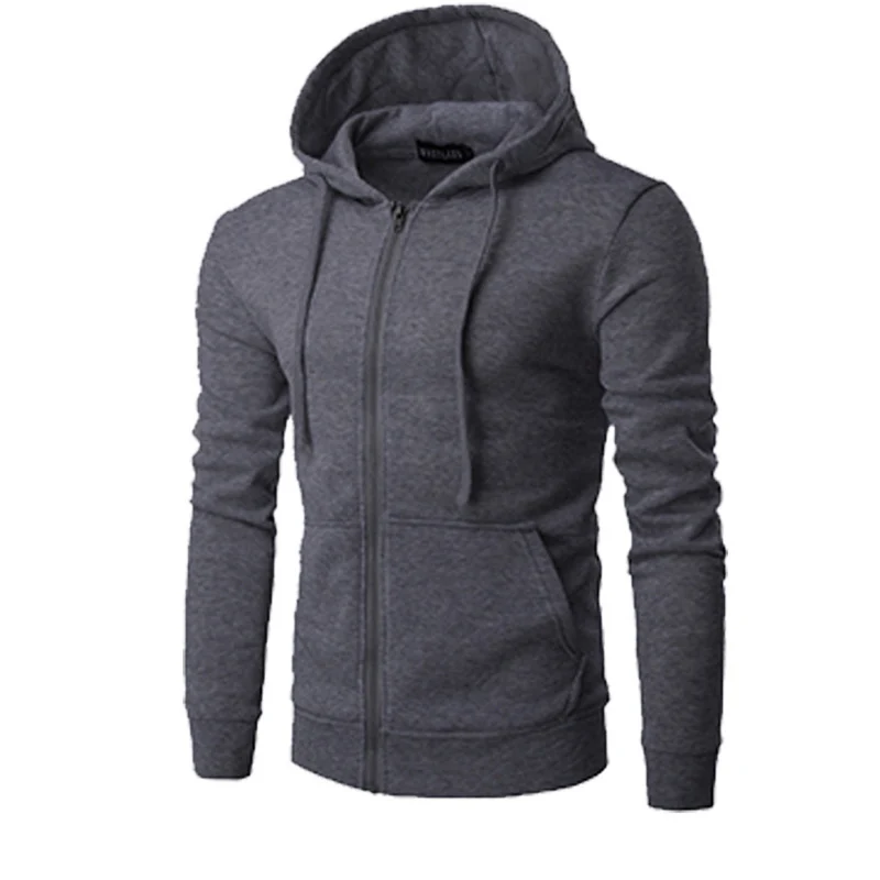 Herren nan schmal geschnittene Zip-Hoodie Jacke mit weichem Fleece-Innenfutter und Kängurutaschen Drune