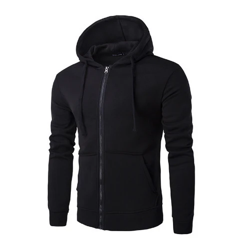 Herren nan schmal geschnittene Zip-Hoodie Jacke mit weichem Fleece-Innenfutter und Kängurutaschen Drune