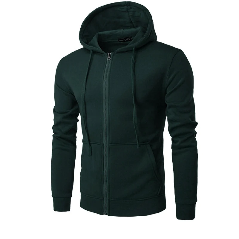 Herren nan schmal geschnittene Zip-Hoodie Jacke mit weichem Fleece-Innenfutter und Kängurutaschen Drune