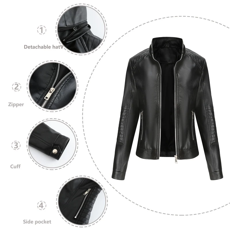Damen Kapuzenjacke aus hochwertigem Kunstleder Drune