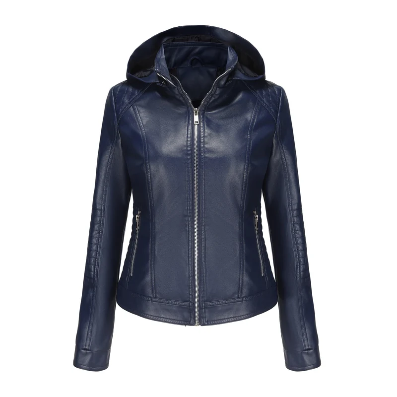Damen Kapuzenjacke aus hochwertigem Kunstleder Drune