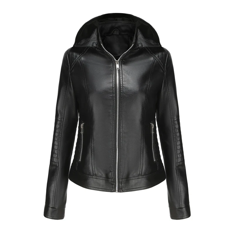 Damen Kapuzenjacke aus hochwertigem Kunstleder Drune