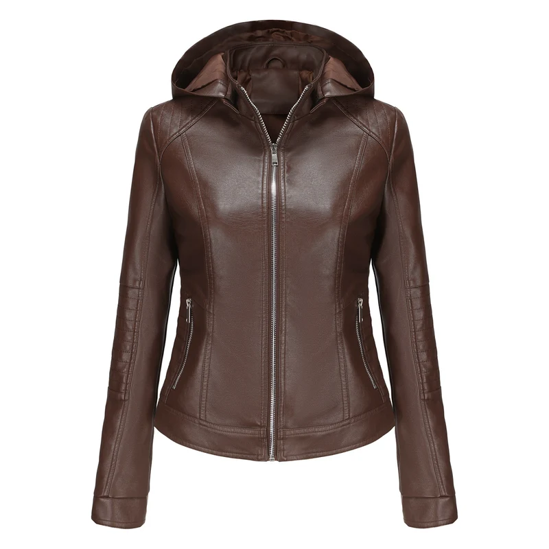 Damen Kapuzenjacke aus hochwertigem Kunstleder Drune