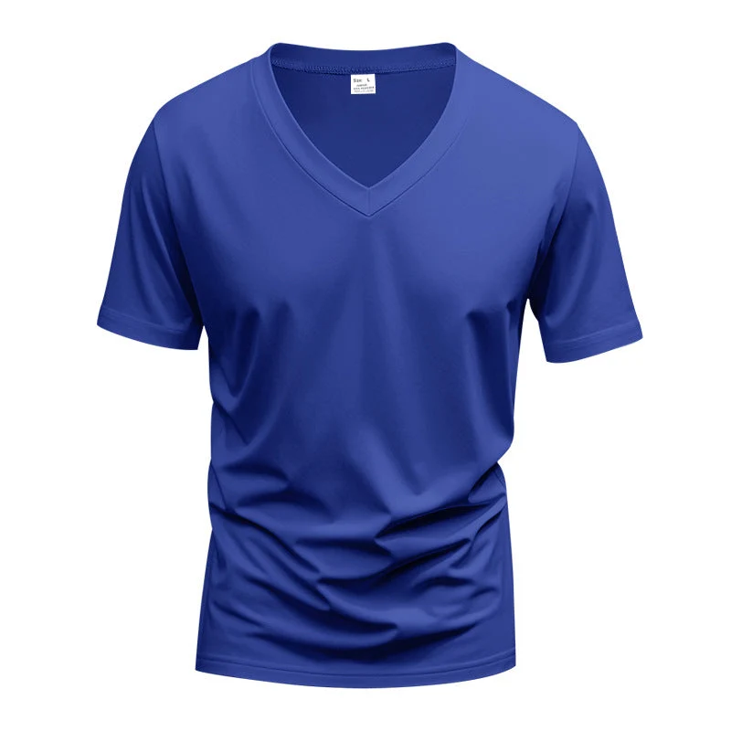 Herren V-Ausschnitt T-Shirt aus atmungsaktivem Baumwollmix mit modernem Schnitt Drune