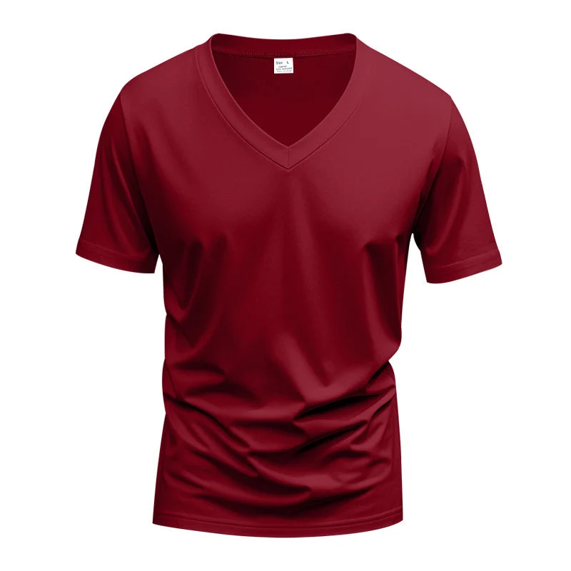 Herren V-Ausschnitt T-Shirt aus atmungsaktivem Baumwollmix mit modernem Schnitt Drune