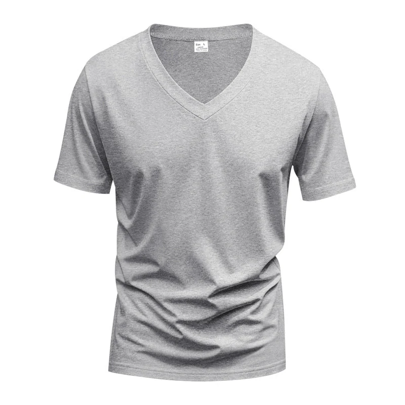 Herren V-Ausschnitt T-Shirt aus atmungsaktivem Baumwollmix mit modernem Schnitt Drune