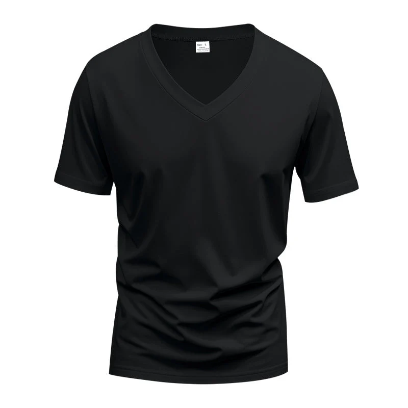 Herren V-Ausschnitt T-Shirt aus atmungsaktivem Baumwollmix mit modernem Schnitt Drune