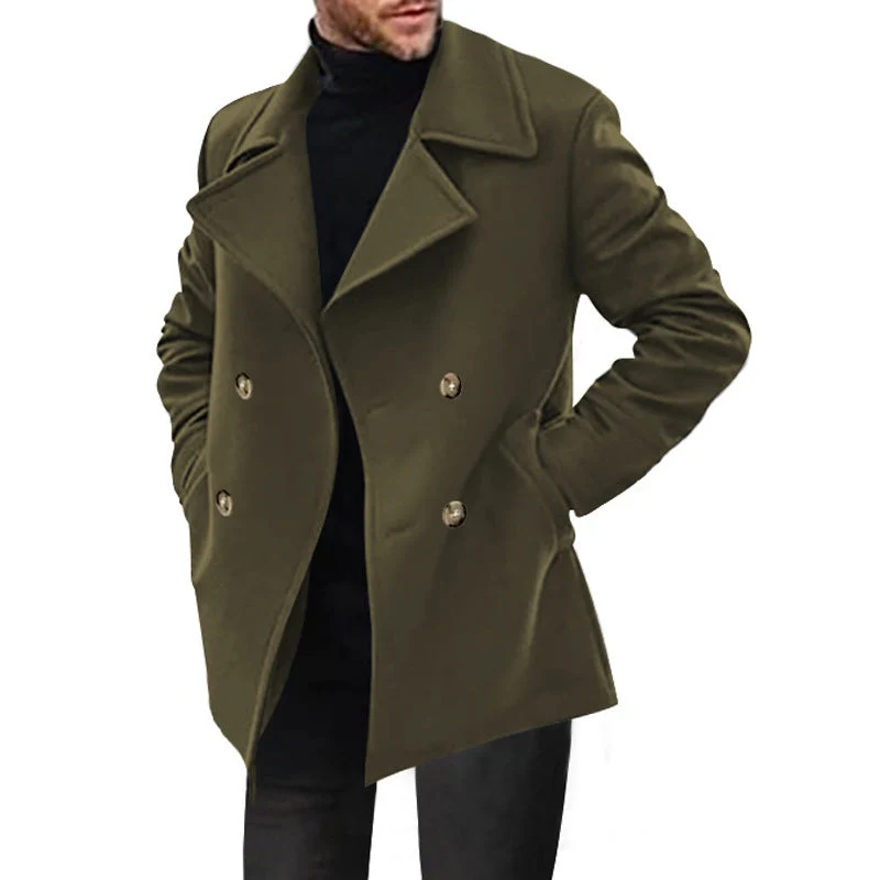 Herren klassischer Peacoat mit modischem Revers und eleganten Knopfdetails Drune