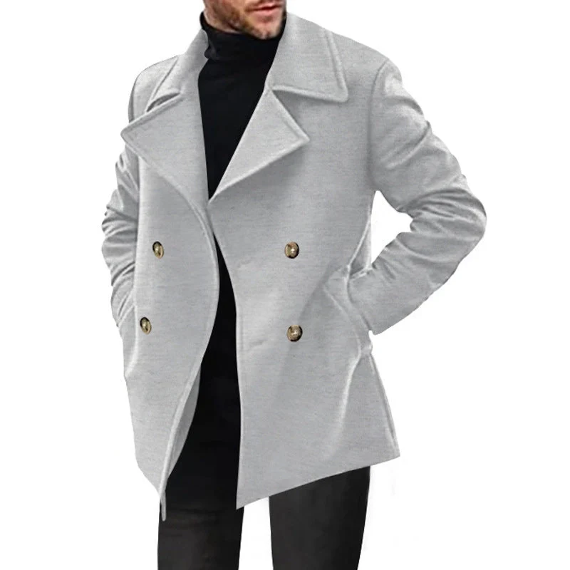 Herren klassischer Peacoat mit modischem Revers und eleganten Knopfdetails Drune