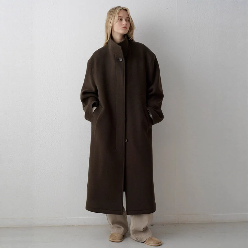 Damen eleganter und oversize Wollmantel Drune