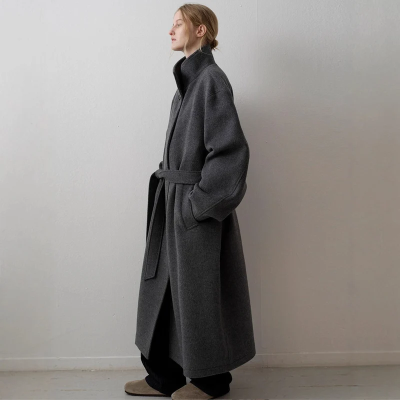 Damen eleganter und oversize Wollmantel Drune