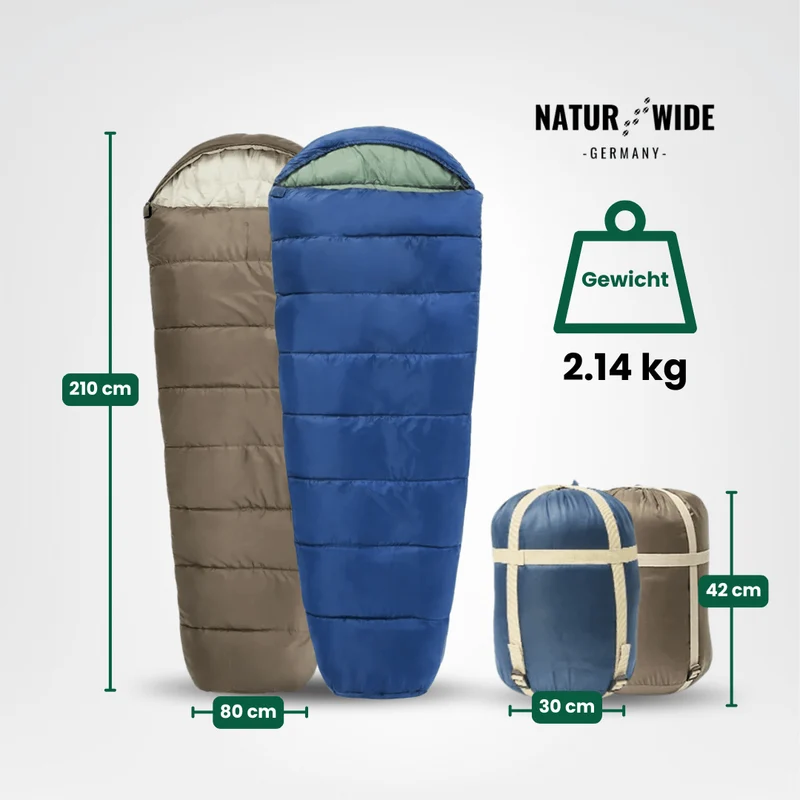 Naturwide Mumienschlafsack - Ultraleicht & Warm für Outdoor, Camping & Winter