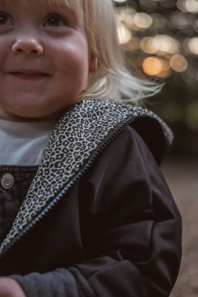 Softshelljacke Kinder Anthrazit Leoprint