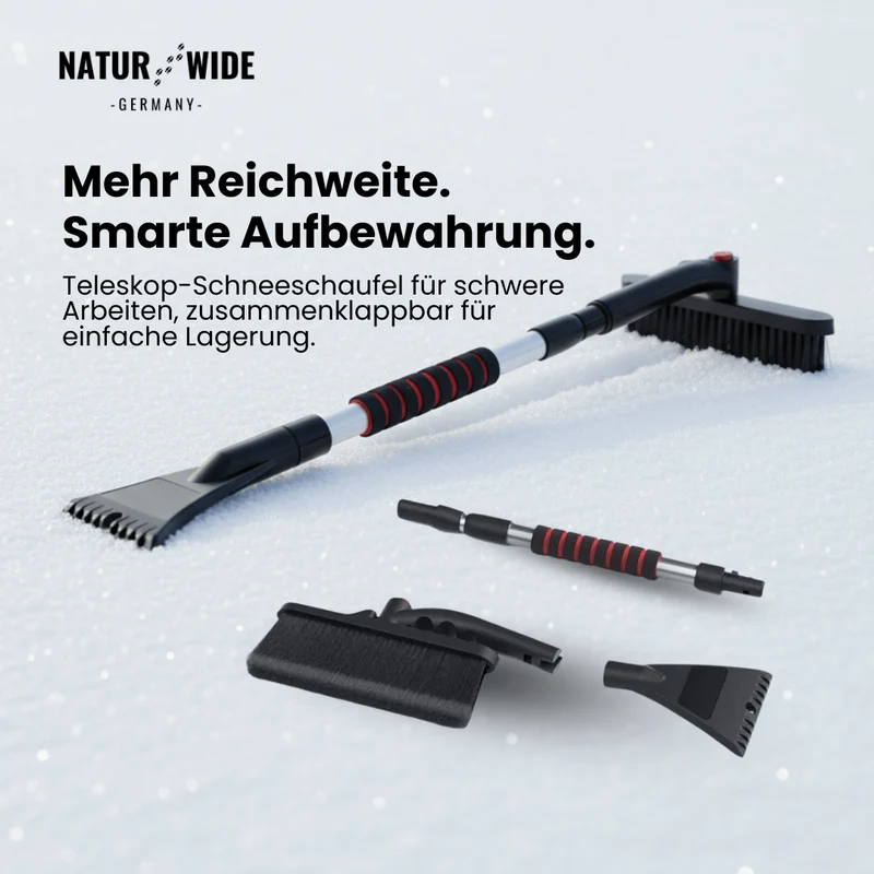 Teleskop Schneeschaufel & Eiskratzer – 2-in-1 Schneebürste