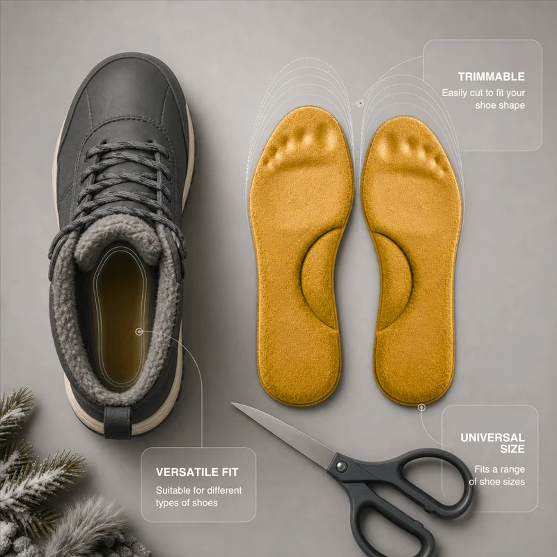 Winter Self-Heating Insoles – Memory Foam, Fur & Extra Warm Shoe Inserts