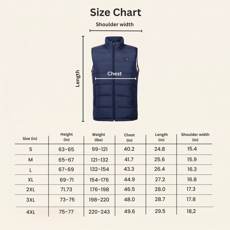 Heated Vest – 9 Heating Zones, USB Rechargeable & Waterproof