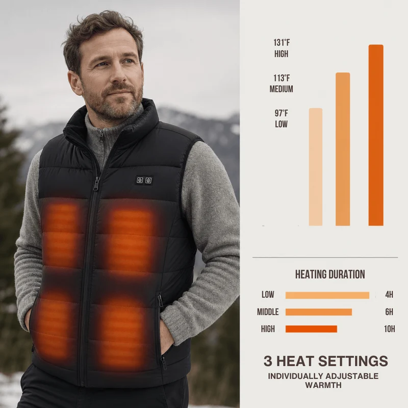 Heated Vest – 9 Heating Zones, USB Rechargeable & Waterproof