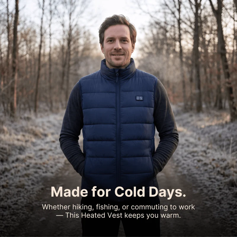 Heated Vest – 9 Heating Zones, USB Rechargeable & Waterproof