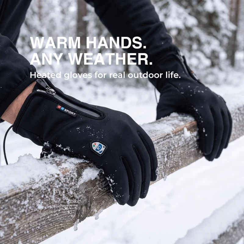 Heated Gloves (Power Bank Powered) – Waterproof & Windproof