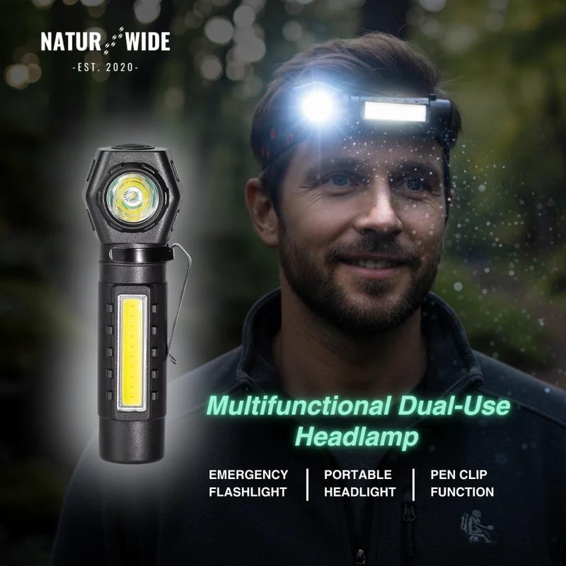 Multifunctional 2-in-1 LED Flashlight & Headlamp