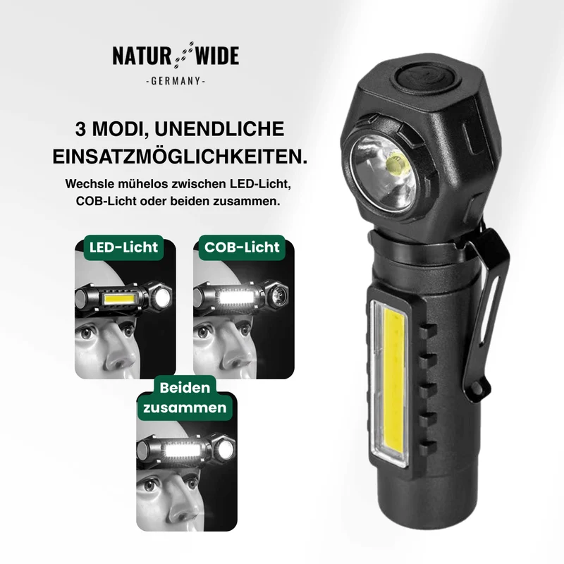 Multifunktionale 2-in-1 LED Taschenlampe & Stirnlampe