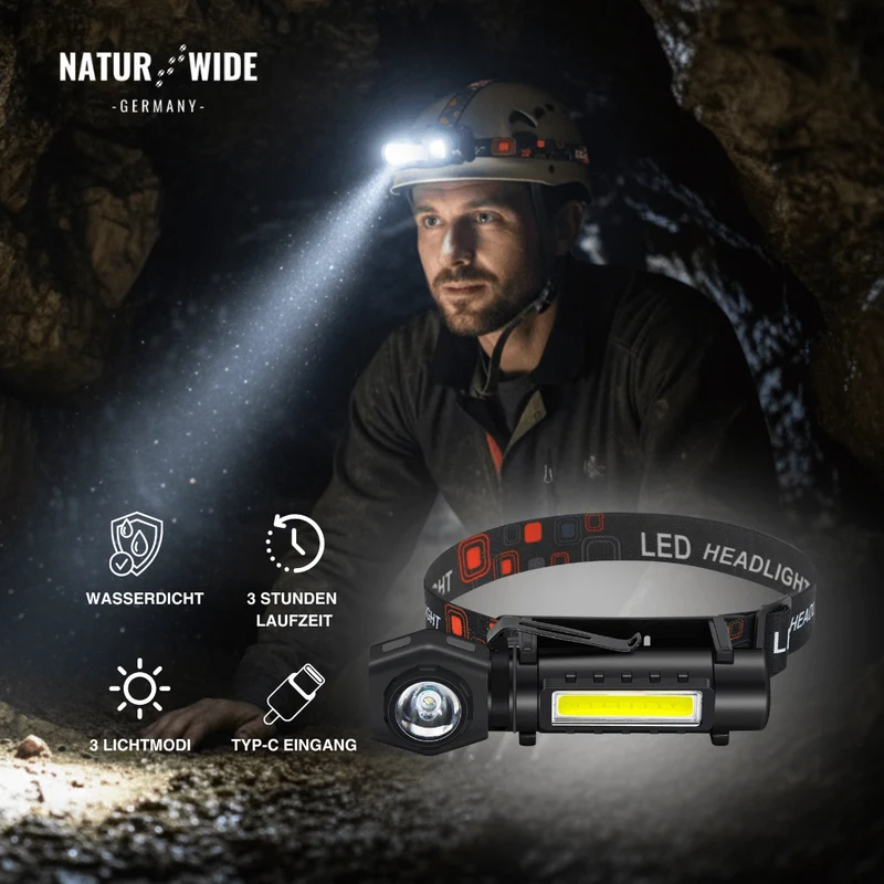 Multifunktionale 2-in-1 LED Taschenlampe & Stirnlampe
