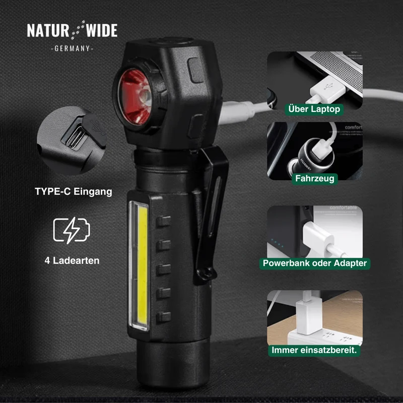 Multifunktionale 2-in-1 LED Taschenlampe & Stirnlampe